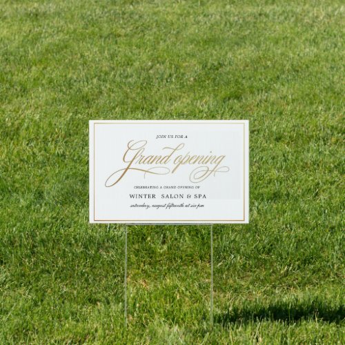 Elegant Calligraphy Gold Grand Opening Yard Sign