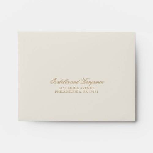 Elegant Calligraphy Gold Ivory Wedding RSVP Envelope