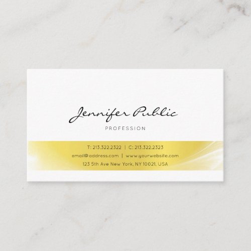 Elegant Calligraphy Gold Luxury Trendy Plain Chic Business Card