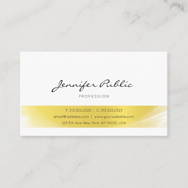 Elegant Calligraphy Gold Luxury Trendy Plain Chic Business Card (Front)