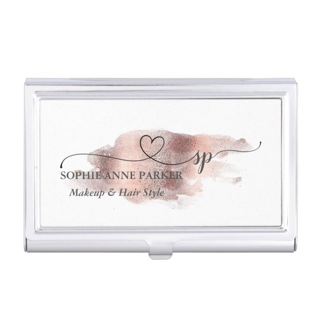 Elegant Calligraphy Gold Professional Monogram Business Card Case (Front)