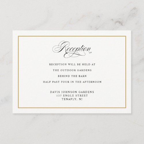 Elegant Calligraphy Gold Reception Directions Enclosure Card