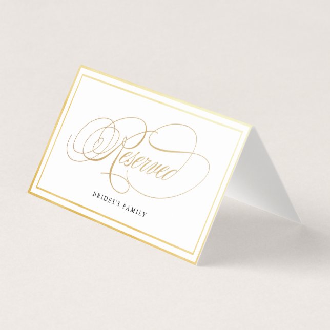 Elegant Calligraphy Gold Reserved Wedding Card (Front)