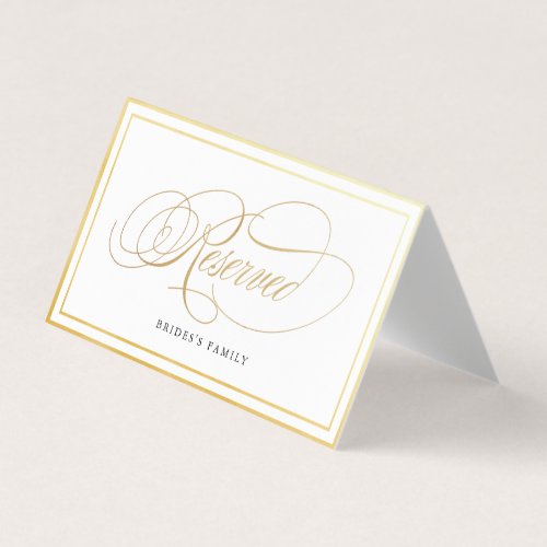 Elegant Calligraphy Gold Reserved Wedding Card