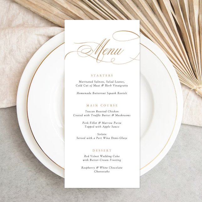 Elegant Calligraphy Gold Script Modern Wedding Menu (Creator Uploaded)