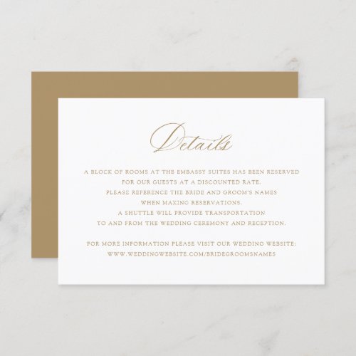 Elegant Calligraphy Gold Script Wedding Details Invitation