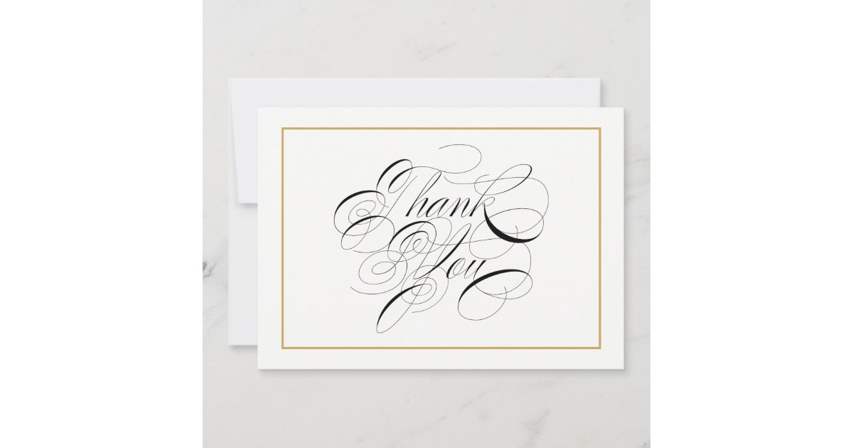 Elegant Calligraphy Gold Thank You | Zazzle