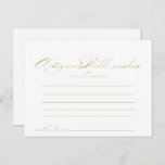 Elegant Calligraphy Gold Wedding Advice Card<br><div class="desc">This elegant calligraphy gold wedding advice card is perfect for a rustic wedding. The simple and stylish design features classic and fancy script typography in gold. These cards are perfect for a wedding, bridal shower, baby shower, graduation party & more. Personalize the cards with the names of the bride and...</div>