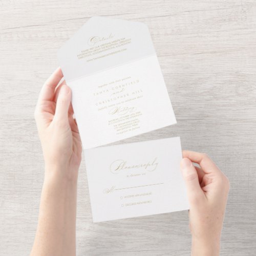 Elegant Calligraphy Gold Wedding  All In One Invit All In One Invitation