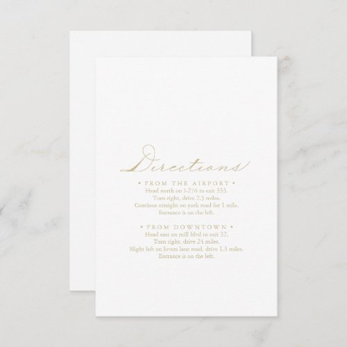 Elegant Calligraphy Gold Wedding Directions  Enclosure Card