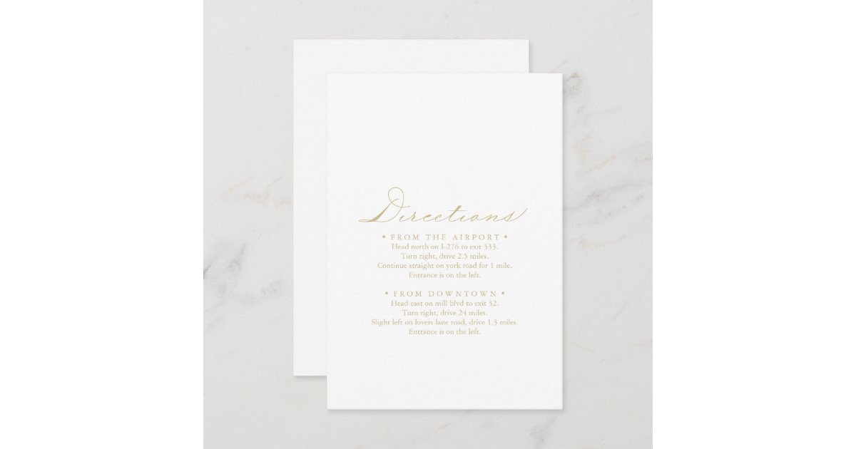 Elegant Calligraphy Gold Wedding Directions Enclosure Card Zazzle