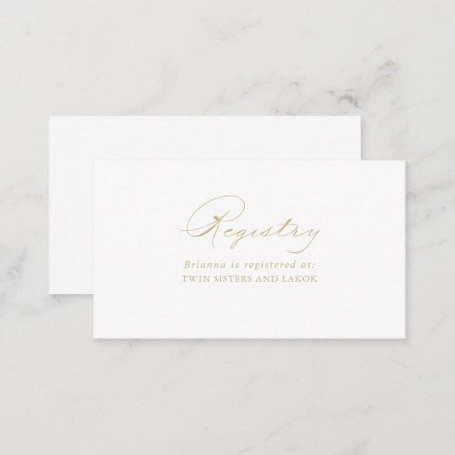 Elegant Calligraphy Gold Wedding Gift Registry   Enclosure Card