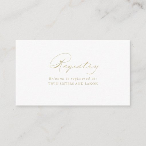 Elegant Calligraphy Gold Wedding T Registry Enclosure Card Zazzle