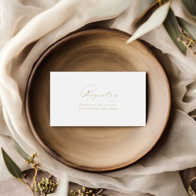 Elegant Calligraphy Gold Wedding Gift Registry   Enclosure Card (Creator Uploaded)