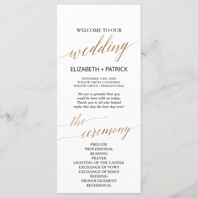 Elegant Calligraphy | Gold Wedding Program