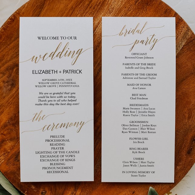Elegant Calligraphy | Gold Wedding Program (Creator Uploaded)