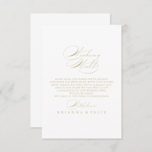 Elegant Calligraphy Gold Wedding Wishing Well   Enclosure Card