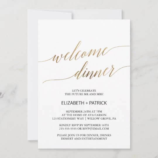 Elegant Calligraphy Gold Dinner Invitation
