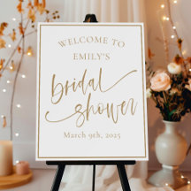 Elegant Calligraphy Gold & White Bridal Shower