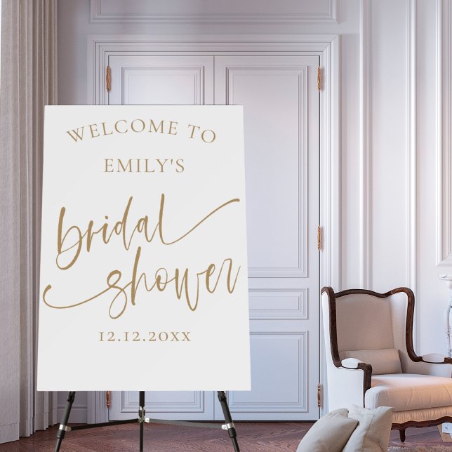 Elegant Calligraphy Gold & White Bridal Shower  Foam Board (Creator Uploaded)