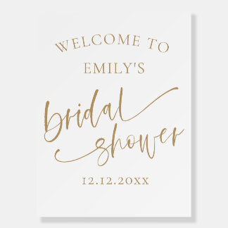 Elegant Calligraphy Gold & White Bridal Shower  Foam Board