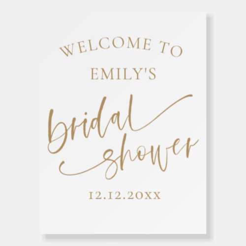 Elegant Calligraphy Gold  White Bridal Shower  Foam Board