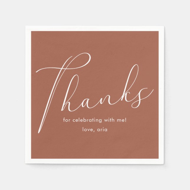 Elegant Calligraphy Graduation Party Thank You Napkins (Front)
