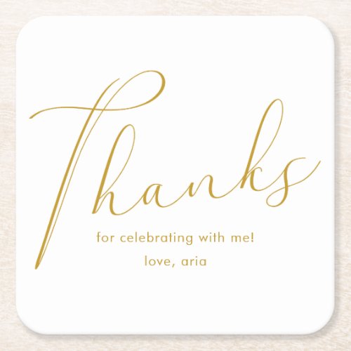 Elegant Calligraphy Graduation Party Thank You Square Paper Coaster