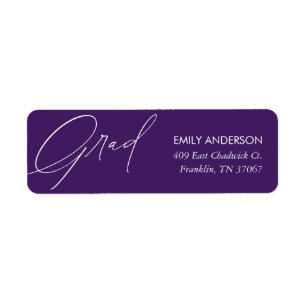 Elegant Calligraphy Graduation Purple Address Label