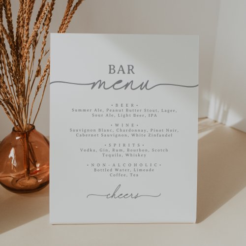 Elegant Calligraphy Gray Chic Wedding Bar Pedestal Sign