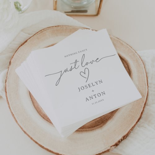Elegant Calligraphy Gray Nothing Fancy Just Love Napkins