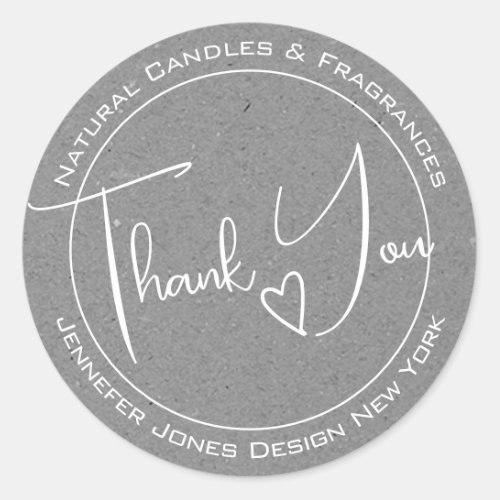 Elegant Calligraphy Gray Paper Thank You Labels