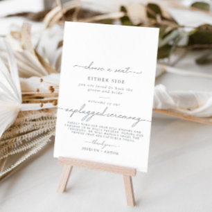 Elegant Calligraphy Gray Seat Unplugged Ceremony Foam Board