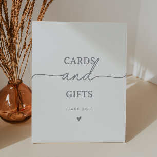Elegant Calligraphy Gray Wedding Cards and Gifts Pedestal Sign