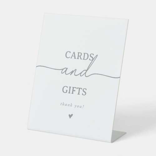 Elegant Calligraphy Gray Wedding Cards and Gifts Pedestal Sign