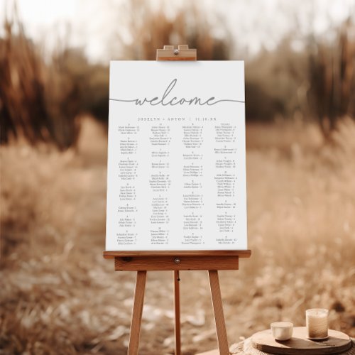 Elegant Calligraphy Gray Wedding Seating Chart Foam Board
