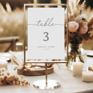 Elegant Calligraphy Gray Wedding Table Numbers