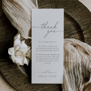 Elegant Calligraphy Gray Wedding Thank You Card