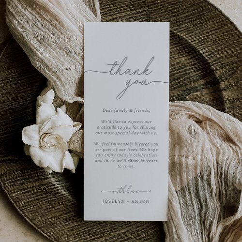 Elegant Calligraphy Gray Wedding Thank You Card