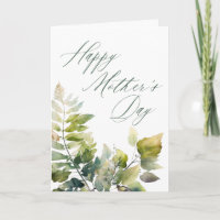 Elegant Calligraphy Green Leaves Mother's Day