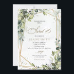 Elegant Calligraphy Greenery Eucalyptus Sweet 16 Invitation<br><div class="desc">Elegant Calligraphy Greenery Eucalyptus Sweet 16 Invitation</div>