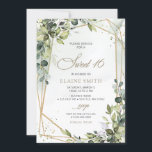 Elegant Calligraphy Greenery Eucalyptus Sweet 16 Invitation<br><div class="desc">Elegant Calligraphy Greenery Eucalyptus Sweet 16 Invitation</div>