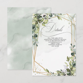 Elegant Calligraphy Greenery Eucalyptus Wedding Enclosure Card