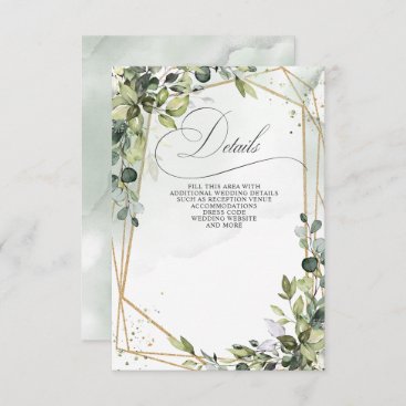 Elegant Calligraphy Greenery Eucalyptus Wedding Enclosure Card