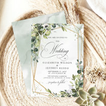 Elegant Calligraphy Greenery Eucalyptus Wedding Invitation