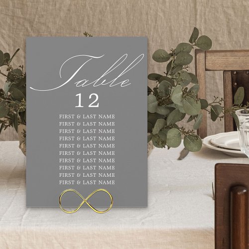 Elegant Calligraphy Grey Table Seating Card