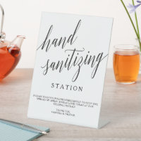 Elegant Calligraphy Hand Sanitizer Station Event Pedestal Sign