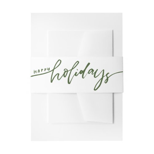 Elegant Calligraphy Happy Holidays Christmas Invitation Belly Band