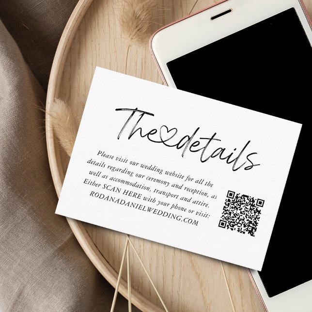 Elegant Calligraphy Heart Details QR Code Enclosure Card (Elegant Calligraphy Heart Details QR Code Enclosure Card)