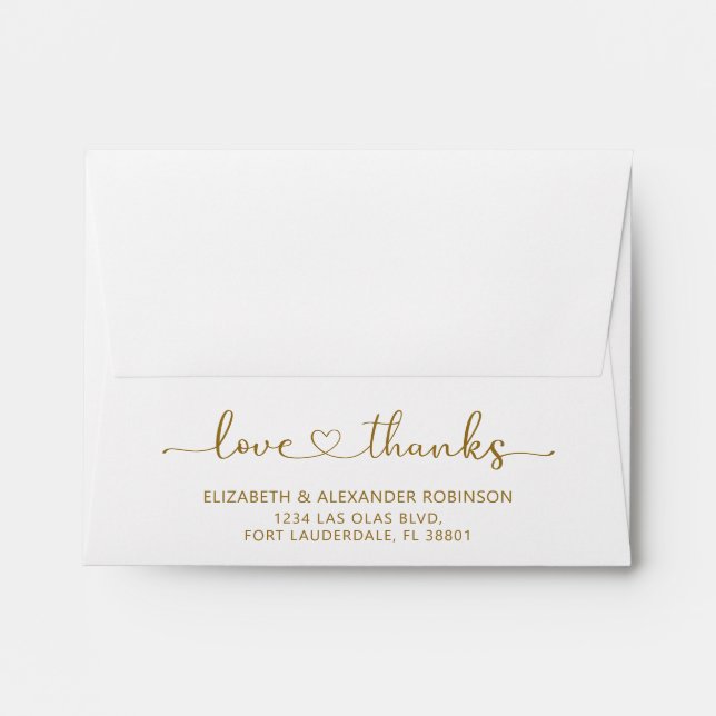 Elegant Calligraphy Heart Script Wedding Envelope (Back (Top Flap))